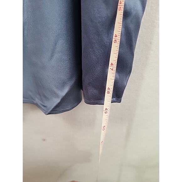 Skims Silk Sleep Slip Maxi Dress Small Artic Blue High Slit Ruched Sexy Evening - Picture 12 of 12